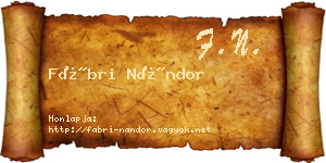 Fábri Nándor névjegykártya